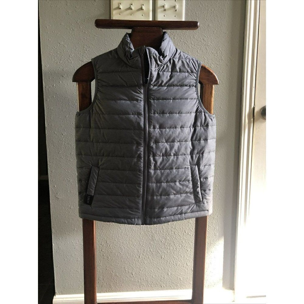 ACRUX MEN’S LIGHT PUFFER GREY ZIP UP VEST SIZE SMALL